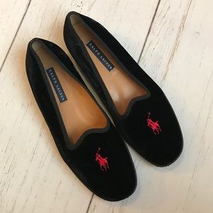 Ralph Lauren Black Velvet Flats